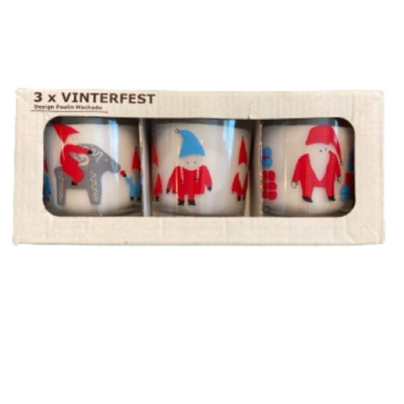 IKEA Other - IKEA Vinterfest Gnome Candles Set of 3 Glass Cups Paulin Machado Design NEW